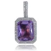 Hip Hop Iced Out Gemstone Hanger Kettingen Voor Mannen Dames Luxe Designer Kleurrijke Gem Bling Diamond Hanger Ruby Purple Blue Black Necklace