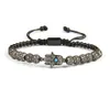 New Bracelet Men And Women Hamsa Braiding Bracelet Wholesale 6mm Cz Ball Beads Stainless Steel Jewelry Top Quality