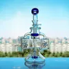 BÜYÜK Cam Bongs Nargile Çift Geri Dönüştürücü Bong Pervane İplik Percolator Petrol Kuyuları Dab Rig 14mm Heady Bowl ile Ortak Su Boruları