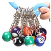 16st Lot Billiard Ball Key Chain Key Ring Round Pendant Car Keychain Charm smycken Fashion Keyrings Accessories Mixed Color265s