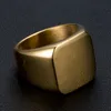 Nuevo estilo simple cuadrado gran ancho Signet anillo para hombre titanio acero dedo multicolores hombres joyería rápido Epacket gratis