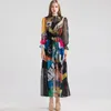 2020 Summer Desinger Women's Runway Dresses O Neck Long Sleeves Printed Fashion Casual Designer Autumn Dresses