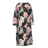 Casual Boho Beach Dress Women Floral Long Sleeve Chiffon Cardigan Brown Dress Kimono Cover Ups Summer Casual Maxi Dresses205m