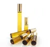 200 pçs DHL 3ML 5ml 10ML Mini Roll On Frasco de vidro fragrância PERFUME Amber Brown FRASCOS DE VIDRO GROSSO ÓLEO ESSENCIAL Steel Metal Roller ball