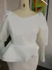 Белый Puff рукавом Sexy длинное платье клуба партии ужин Африканский стиль Женщины Платья Robe Fabala плеча Mermaid трубные платья
