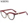 SOZOTU, montura de gafas ópticas tipo ojo de gato para mujer, miopía, gafas de ordenador, montura de gafas para mujer, gafas YQ412