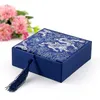 Nappa quadrata scatola regalo in tessuto di seta cinese braccialetto scatola di gioielli da uomo scatola di immagazzinaggio braccialetto da donna artigianale 12x12x4 cm