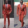 Red Mens Casamento Smoking Pico Lapela Do Noivo Padrinhos Smoking Smoking Novo Homem Blazers Jacket Prom / Jantar 2 Peça Terno (Jacket + Pants + Tie) 1432