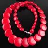 WOJIAER Rouge Howlite Pierres Synthétiques Gradué Rondement Perlé Collier femmes Bijoux 18 Pouces Strand Charmy F3102