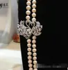 Nueva venta caliente Estilos naturales europeos americanos 7-8MM Perla barroca blanca, collar de joyería de moda de 30 pulgadas
