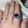 Choucong handgjord blomma ring 925 sterling silver 4ct blue 5a cz årsdag bröllop band ringar för kvinnor fest smycken