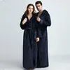 Hommes À Capuche Extra Long Flanelle Couple Robe 2018 Automne Hiver Amant Homewear Chemise De Nuit Femme Épais Chaud Vêtements De Nuit Peignoirs