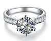 Отличное 2ct блестящее синтетическое бриллиантовое обручальное кольцо для женского твердого серебряного кольца с белым золотом 267Z
