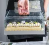 Scatola per imballaggio trasparente per rotoli di torta con manico Scatola per torta di formaggio in plastica trasparente ecologica Scatola per rotoli svizzeri SN4103