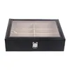 Brillen zonnebril opbergdoos met venster Imitatieleer Brilvitrine Organizer Collector 8-slot zonnebril s2466