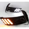 2Pcs Led Daytime Running Lights For Toyota Corolla 2017 2018 fog lamp cover DRL with yellow turn signal lights