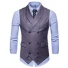 Mens Double Breasted Turndown Collar Suit Waistcoat Black Checked Suit Waistcoat Black Men's Dress Vest Wedding Waistcoat239U