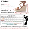 Eilyken 새로운 여성 검투사 웨지 높은 뒤꿈치 샌들 신발 여성 로마 버클 스트랩 밀짚 대마 로프 플랫폼 펌프 샌들 MX200407