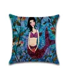 45cm45cm taies d'oreiller dessin animé sirènes housse de coussin coton lin taie d'oreiller carrée salon canapé décoratif coussin Cas6986464