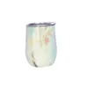 Kolorowe 12 uncji kubek wina z pokrywką ze stali nierdzewnej w kształcie jaja wina szklane kubek Darmowa wysyłka