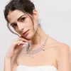 LUOTEEMI nouveau luxe blanc or-couleur Multi cristal ensemble de bijoux de mariée pour les mariées collier accessoires de fête de mariage pour les femmes
