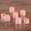 Оптовая продажа 100 штук 2 мл 16*26 мм прозрачные стеклянные бутылки с розовыми пластиковыми крышками мини стеклянные бутылки крошечные банки флаконы