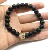 Pedra Natural Pedra Fosco Preto Branco Cristal Par Beads Pulseiras Imperial Crown Charm Bracelet para Mulheres Dos Homens