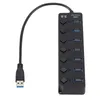 USB3.0 Splitter 7 Port USB3.0 7 Port Hub 3.0 Hub 7 Port med Button Hub