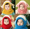 冬の赤ちゃんの帽子とスカーフのジョイント編み針ニット犬の耳の帽子幼児男子の女の子の子供新しいファッション子供の首の暖かい2in1ビーニー