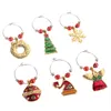 Christmas Wine Glass Decoration Charms Party New Year Cup ring Table Decorations Xmas Pendants decoracion navidad