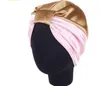 6 couleurs Satin Bonnet Salon Bonnet nuit cheveux chapeau pour cheveux bouclés naturels Double élastique bain sommeil femmes couvre-tête Wrap Hat