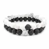 2 stks / set 8mm agaat tijger oog zwarte lava vulkanische rots armband paar steen armbanden kralen armband hiphop sieraden drop schip