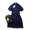 Fashion Brand Crocodile Women Casual Dresses Summer Elegant Solid Short Sleeve Dress With Sashes Cotton Size S-L Women Dress