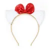 Sequined Cat Ear Baby Girls Shinny Headband Mermaid Bow Babies Headwear Tillbehör Barn Födelsedagsfest klä upp