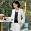 Korean Style Women 2 Piece Set Business Pant Suits Formal Office Work Plus Size Slim Long-sleeve Blazer and Pants Trousers Suit
