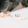 Nuovi orecchini di moda europei e americani in argento sterling 925 placcato in oro rosa per gioielli Pandora con orecchini regalo di compleanno con diamanti CZ