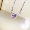 Mode- kwaliteit S925 zilveren hart pendat ketting in real 4.25 okt roze diamant voor vrouwen bruiloft sieraden en ring set cadeau gratis shippin