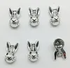 100pcs/Lot Rabbit Head Tibet Silver Charms Pendants Retro Style Jewelry DIY Pendant For Keychain Bracelet Earrings 14*8mm