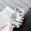 Fashion Air Ticket Label Letter Cas de téléphone pour iPhone 13 12 11 Pro XR XS x Max 7 8 Plus Counter TPU Country Soft TPU 1250458