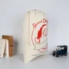 1pc Weihnachtsgeschenk Sankt Sacks Kordelzug Canvas Santa Sack Weihnachten Tasche Big Claus Gift Bag NO.1