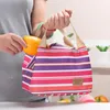 Portable Lunch Bag Oxford Stripe Cooler Thermal Insulation Travel Picnic Food Lunch Bag Picnic Tote Case Storage Bag