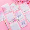 Bonito Kawaii Flores de cerejeira Bloco de notas Notas autoadesivas Papelaria Adesivos Post It Planner Adesivos Blocos de Notas Materiais Escolares de Escritório 250g