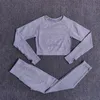 Women Seamless Yoga Set Gym Clothing Fitness High Waist Leggings Crop Top Shirts Sport Suits Workout Pants Active Wear T200115