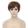 Shuowen syntetiska peruker se 6 stilar mörkbrun kort simulering mänskligt hår peruk perruques de cheveux funeins pelucas sw-wig-35