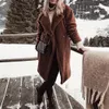 Moda Donna Teddy Faux Fur Coats Inverno Caldo e soffice Cappotti lunghi Soprabito Femminile Risvolto Cardigan lungo allentato Giacche Capispalla