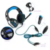 BEUXCELLENT GM-2 Headband Spel Hörlurar Dubbel 3,5 mm USB Wired Gaming Headset för PS4 Xbox One PC Gamer Computer Mic LED Light Earphones