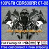 Kit de injeção para HONDA CBR 600RR 600F5 CBR 600 RR F5 07 08 283HM.3 CBR600F5 CBR600RR 07 08 CBR600 RR 2007 2008 Preto brilhante Carenagens