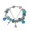 Pandora Platinum Diy Beaded Lady Elegant를위한 Charm Bracelets New Tower 펜던트 상자 50ess와 함께 오리지널 박스 휴가 선물