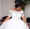 Vintage Africano Meia Manga Vestidos De Casamento Vestidos 2022 Off The Ombro Chão Comprimento Crystal Lace Appliques Preto Menina Nupcial Vestido De Casamento
