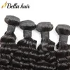 Cabelo brasileiro Tela trama de extensões de cabelo humano virgem Pacotes de ondas profundas Double Weft 4pcs/lote natural navio de gota preta